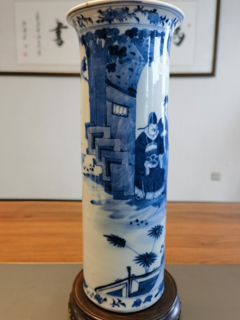 古玩陶瓷超細路頂級青花人物故事紋箭筒拍賣,當前價格9800元