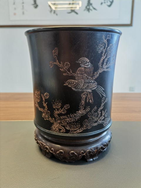 古玩雜項(xiàng)紫檀花鳥(niǎo)詩(shī)文筆海拍賣(mài),當(dāng)前價(jià)格980元