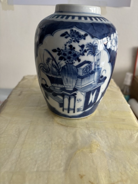 古玩陶瓷博古圖青花罐拍賣，當前價格1300元