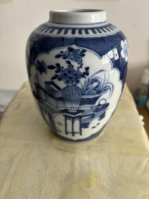 古玩陶瓷博古圖青花罐拍賣，當前價格1300元