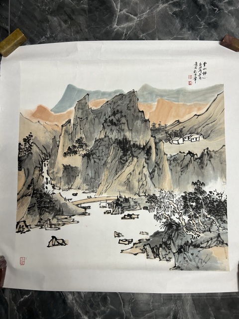 古玩字畫溫業強《山水》拍賣,當前價格598元