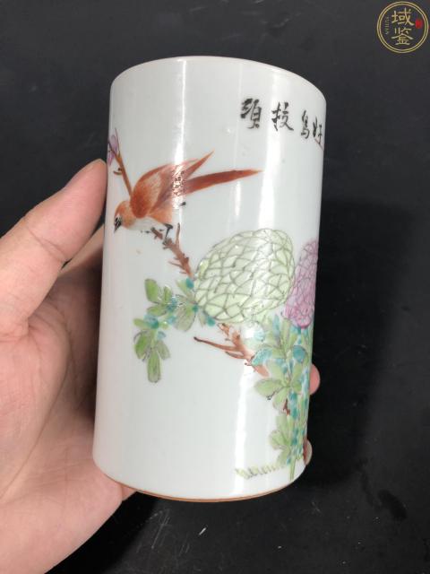 古玩陶瓷御窯廠大師安少山淺絳彩花鳥紋筆筒拍賣，當前價格4500元