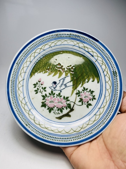 古玩陶瓷釉下五彩花鳥花卉紋盤一對拍賣，當(dāng)前價格0元