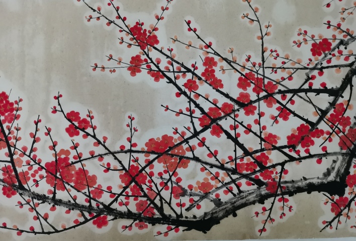 古玩字畫老中美協(xié)會員山西美協(xié)理事裴玉林紅梅圖拍賣,當(dāng)前價格3000元