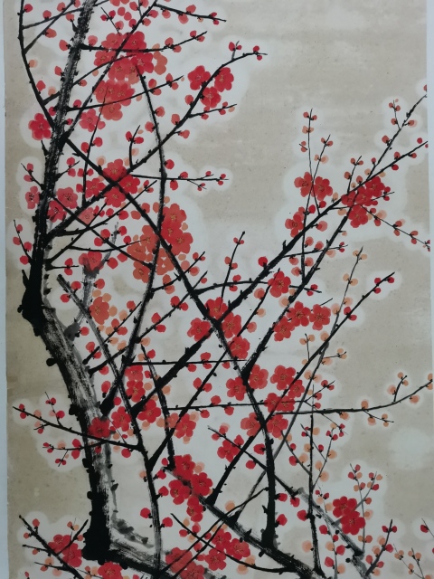 古玩字畫老中美協(xié)會員山西美協(xié)理事裴玉林紅梅圖拍賣,當(dāng)前價格3000元