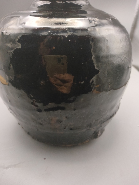古玩陶瓷明末烏金黑釉瓶拍賣,當前價格136元