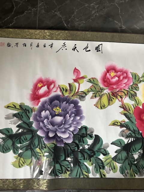 金箔　国色天香　牡丹 大人気の 金箔 国色天香 牡丹 絵画 - 絵画