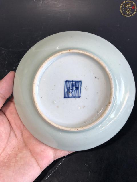 古玩陶瓷清中期豆青釉小盤拍賣,當前價格208元