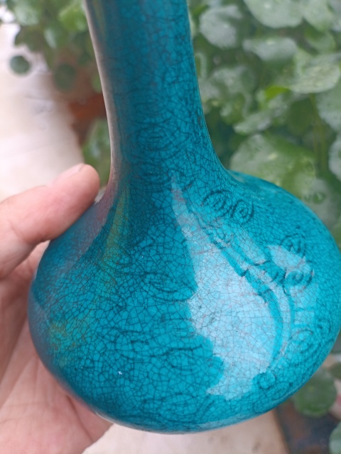 古玩陶瓷孔雀藍釉荸薺瓶拍賣，當(dāng)前價格0元