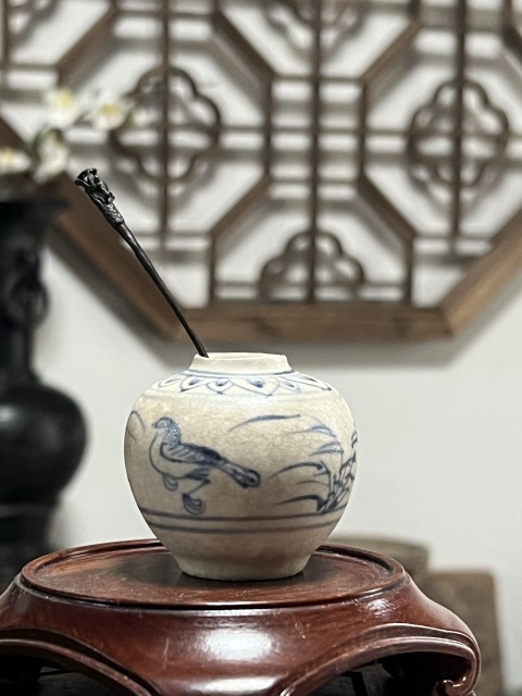 古玩陶瓷明代青花花鳥紋水盂拍賣,當(dāng)前價(jià)格3000元