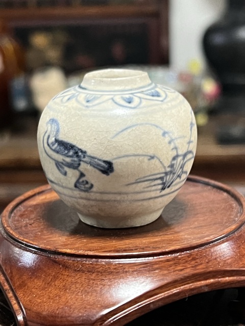 古玩陶瓷明代青花花鳥紋水盂拍賣,當(dāng)前價(jià)格3000元