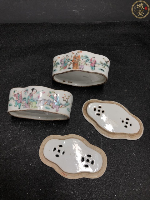 古玩陶瓷清 粉彩五子奪魁海棠型刨花缸 一對拍賣,當前價格3500元