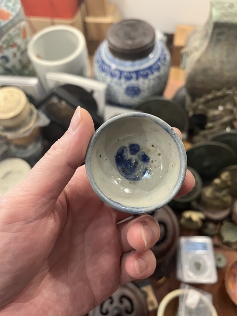 古玩陶瓷清代青花小酒盅拍賣,當(dāng)前價(jià)格199元