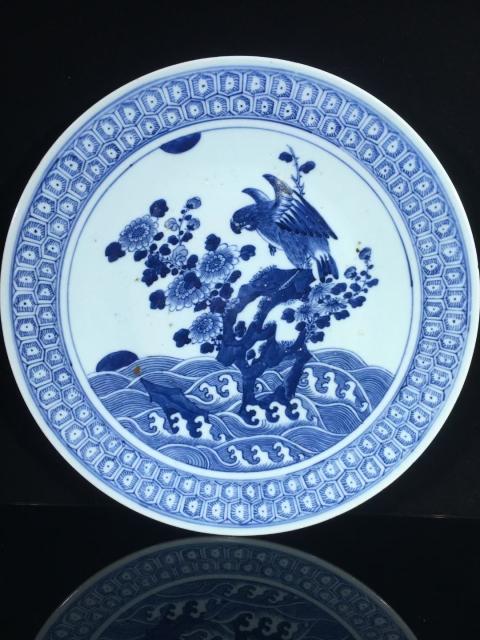 古玩陶瓷清代咸豐道光青花英雄獨立圖大盤(精品大尺寸)拍賣,當(dāng)前價格26000元