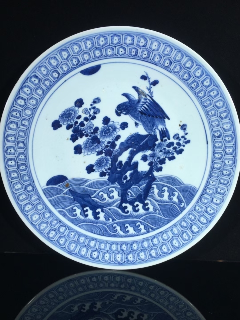 古玩陶瓷清代咸豐道光青花英雄獨立圖大盤(精品大尺寸)拍賣,當(dāng)前價格26000元