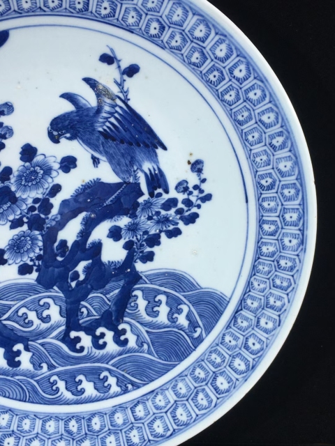 古玩陶瓷清代咸豐道光青花英雄獨立圖大盤(精品大尺寸)拍賣,當(dāng)前價格26000元