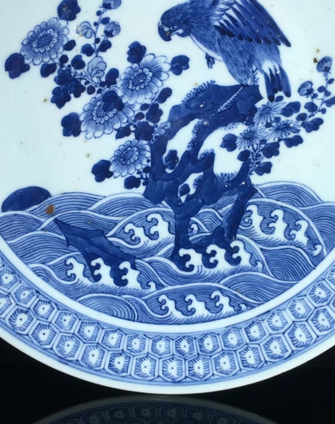 古玩陶瓷清代咸豐道光青花英雄獨立圖大盤(精品大尺寸)拍賣,當(dāng)前價格26000元