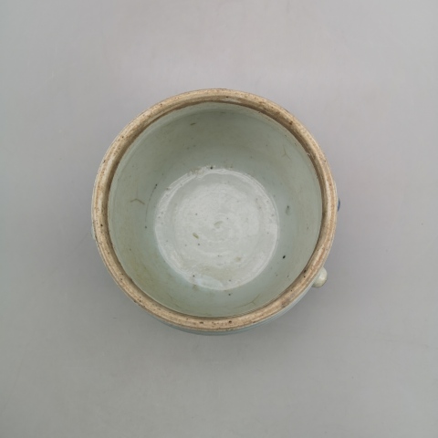 古玩陶瓷清代景德鎮(zhèn)窯口青花四系粥罐拍賣，當(dāng)前價格1980元