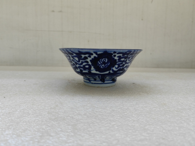 古玩陶瓷青花花卉紋鳳眼碗拍賣,當前價格398元