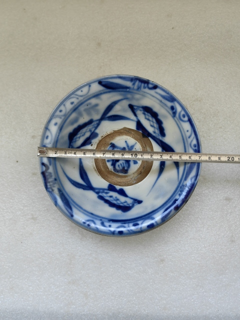 古玩陶瓷青花三魚花卉紋撇口碗拍賣,當前價格450元