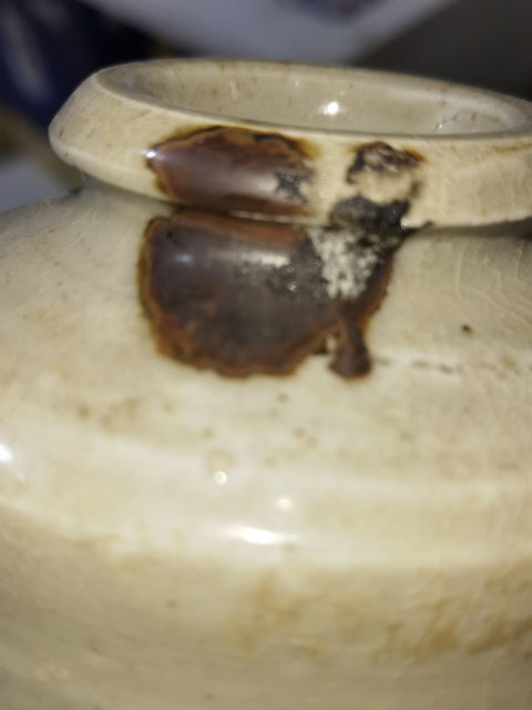 古玩陶瓷龍泉窯青白釉點褐彩罐拍賣，當前價格400元