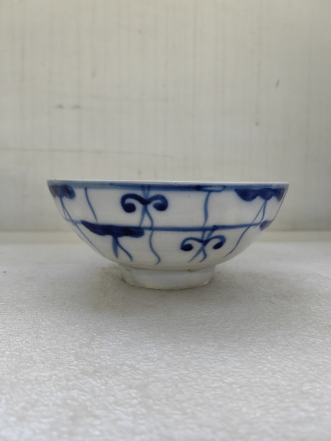 古玩陶瓷青花靈芝花卉紋茶碗拍賣，當前價格298元