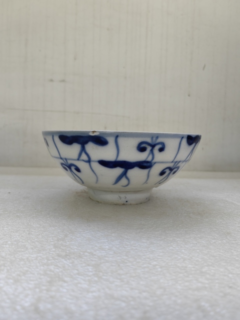 古玩陶瓷青花靈芝花卉紋茶碗拍賣，當前價格298元