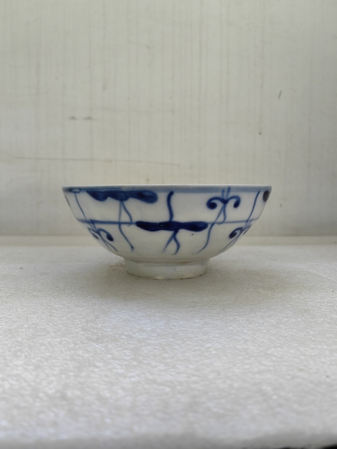 古玩陶瓷青花靈芝花卉紋茶碗拍賣，當前價格298元