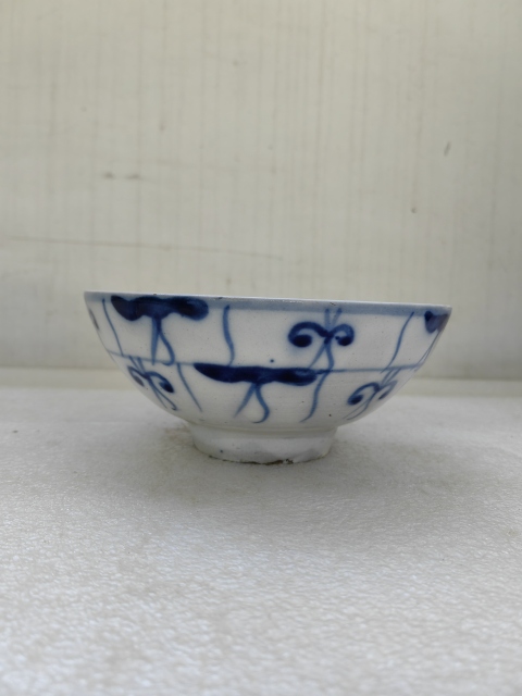 古玩陶瓷青花靈芝花卉紋茶碗拍賣，當前價格298元