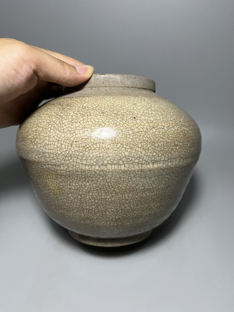 古玩陶瓷哥釉蓋罐拍賣，當前價格399元