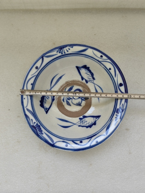 古玩陶瓷青花花卉紋三魚碗拍賣,當前價格450元