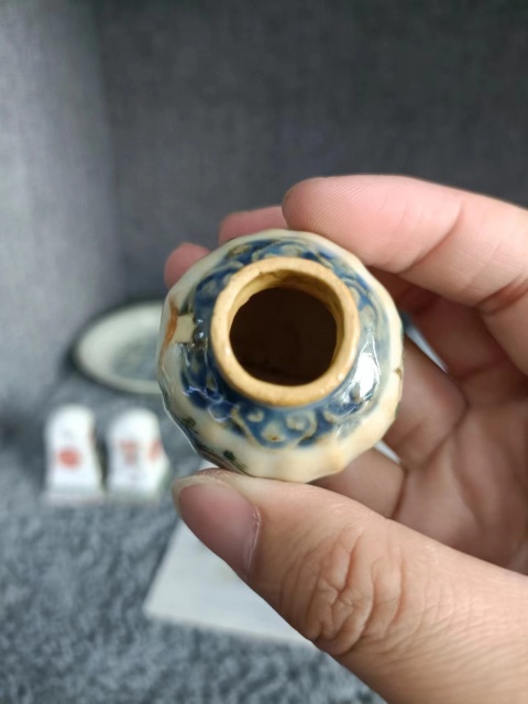 古玩陶瓷乾隆青花粉彩山水紋水盂拍賣,當前價格2600元