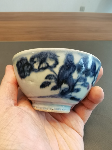 古玩陶瓷明代嘉靖花鳥紋茶碗拍賣,當前價格499元