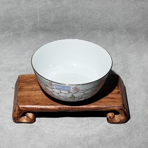 古玩陶瓷晚清民國 全品 粉彩萬壽無疆茶碗拍賣,當前價格580元