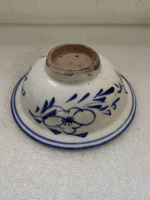 古玩陶瓷青花花卉紋三魚碗拍賣,當前價格450元