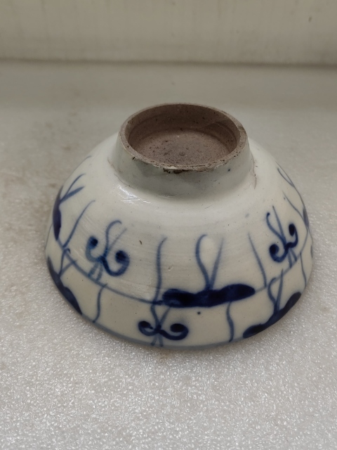 古玩陶瓷青花靈芝花卉紋茶碗拍賣，當前價格298元