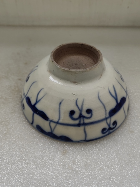 古玩陶瓷青花靈芝花卉紋茶碗拍賣，當前價格298元
