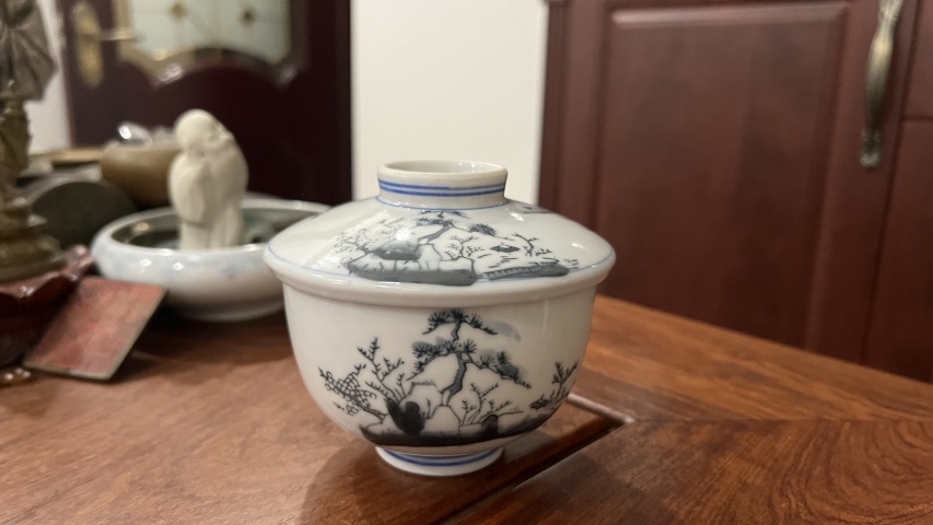 古玩陶瓷民國山水紋蓋杯拍賣，當(dāng)前價格299元