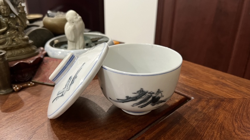 古玩陶瓷民國山水紋蓋杯拍賣，當(dāng)前價格299元