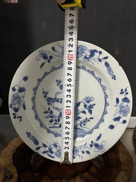 古玩陶瓷康熙青花花卉紋折沿盤拍賣，當前價格688元