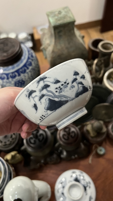 古玩陶瓷民國青花蓋碗蓋碗拍賣，當前價格299元