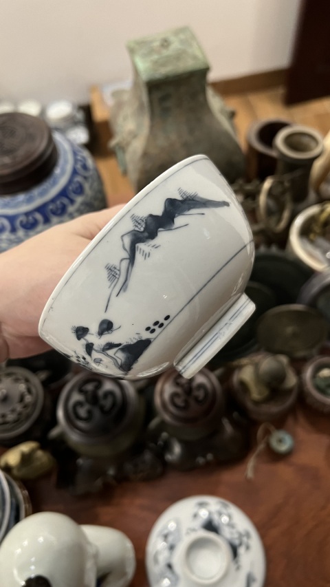 古玩陶瓷民國青花蓋碗蓋碗拍賣，當前價格299元