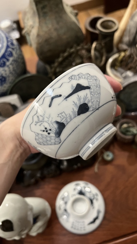 古玩陶瓷民國青花蓋碗蓋碗拍賣，當前價格299元