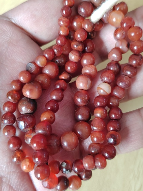 古玩玉器清代天然紅瑪瑙珠鏈拍賣,當前價格533元