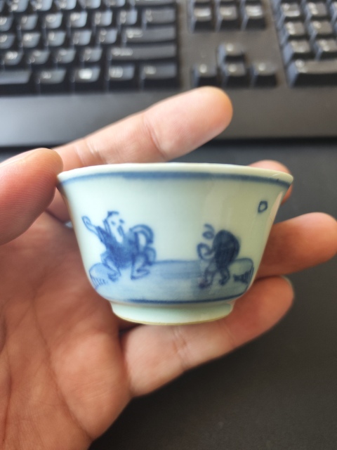 古玩陶瓷青花杯拍賣,當前價格2600元