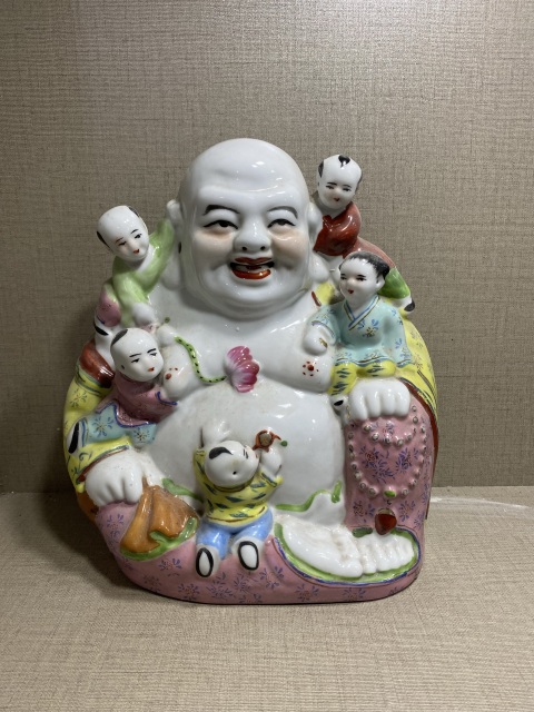 古玩陶瓷粉彩彌勒佛坐像拍賣,當前價格480元