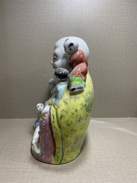古玩陶瓷粉彩彌勒佛坐像拍賣,當前價格480元