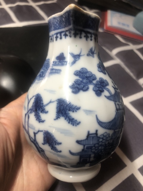 古玩陶瓷乾隆青花山水人物紋奶壺拍賣，當前價格680元