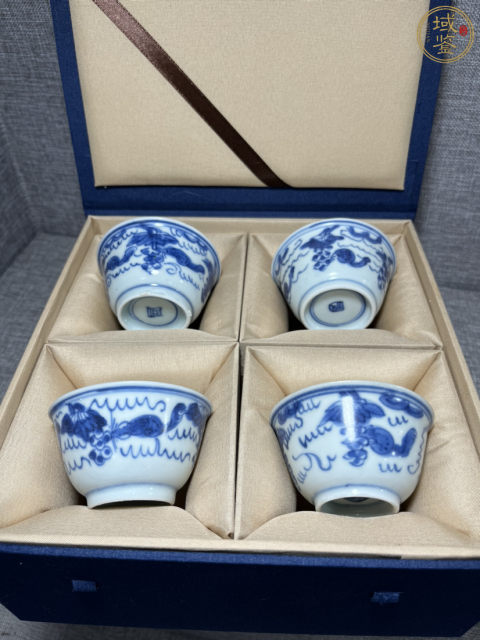 古玩陶瓷康熙青花松鼠葡萄杯一組拍賣,當前價格1680元