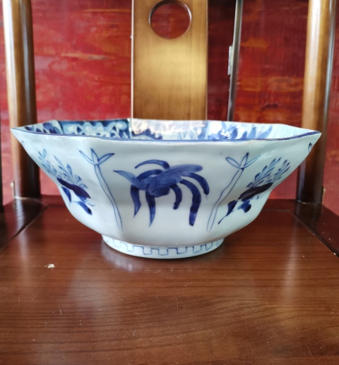 古玩陶瓷【八方大碗】晚清民國花卉紋青花碗拍賣,當前價格2000元